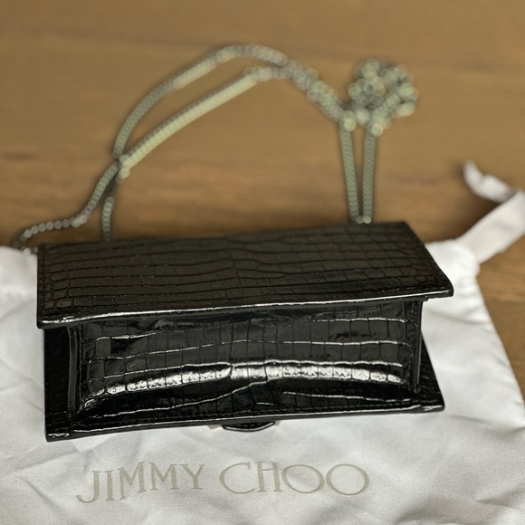 PARIS CROC-EMBOSSED LEATHER MINI BAG IN BLACK - Picture 6 of 13